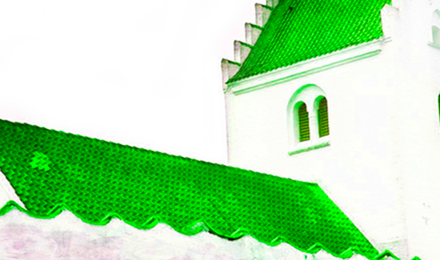 Grafik - grønt tag på kirke
